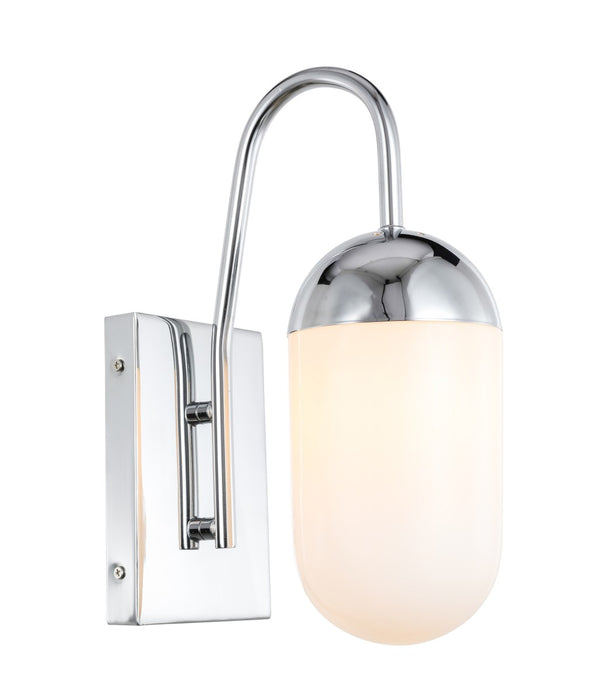 Kace 1-Light Wall Sconce in Chrome & Frosted White Glass