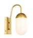 Kace 1-Light Wall Sconce in Brass & Frosted White Glass