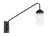 Kace 1-Light Wall Sconce in Black & Clear Glass