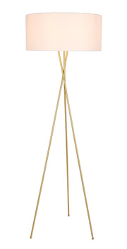 Cason 1-Light Floor Lamp in Brass & White Shade