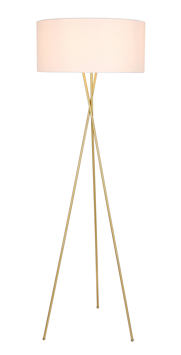 Cason 1-Light Floor Lamp in Brass & White Shade