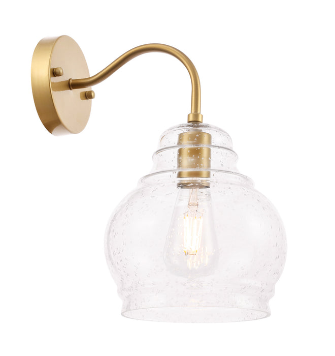 Pierce 1-Light Wall Sconce in Brass & Clear Seeded Glass