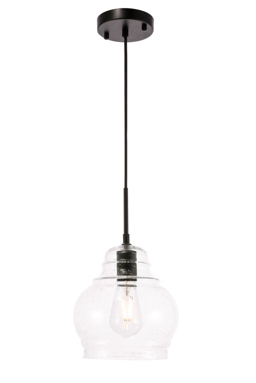 Pierce 1-Light Pendant in Black & Clear Seeded Glass