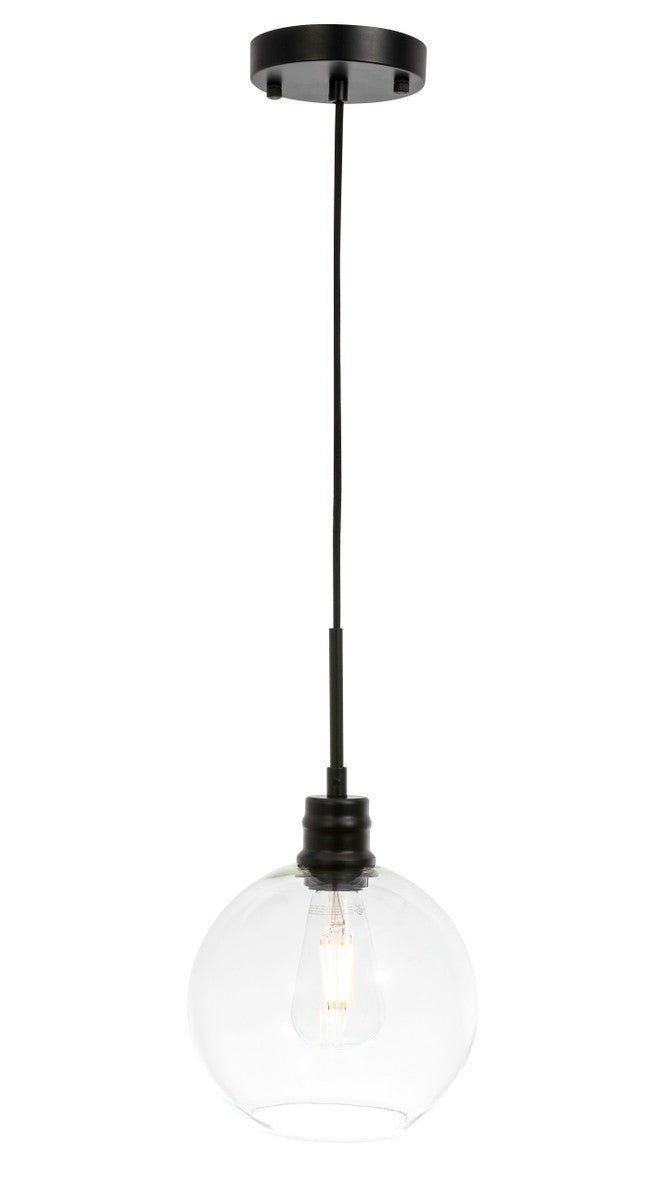 Emett 1-Light Pendant in Black & Clear Glass