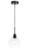 Emett 1-Light Pendant in Black & Clear Glass