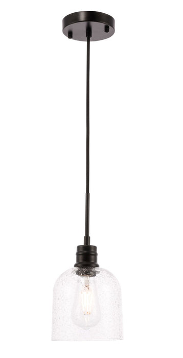 Gabe 1-Light Pendant in Black & Clear Seeded Glass