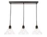 Clive 3-Light Pendant in Black & Clear Seeded Glass