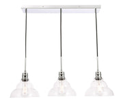 Clive 3-Light Pendant in Chrome & Clear Seeded Glass