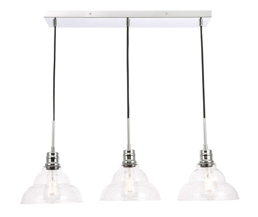 Clive 3-Light Pendant in Chrome & Clear Seeded Glass