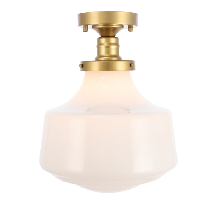 Lyle 1-Light Flush Mount in Brass & Frosted White Glass