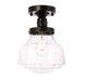 Lyle 1-Light Flush Mount in Black & Clear Seeded Glass