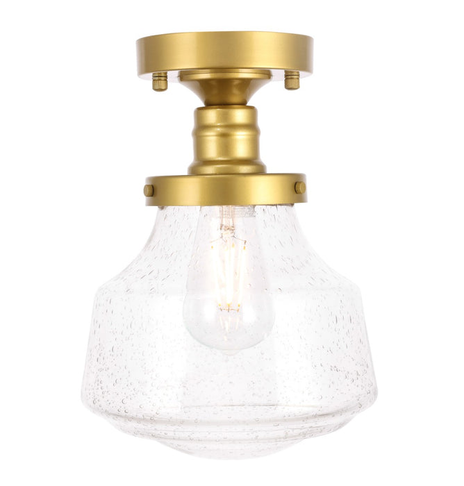 Lyle 1-Light Flush Mount in Brass & Clear Seeded Glass