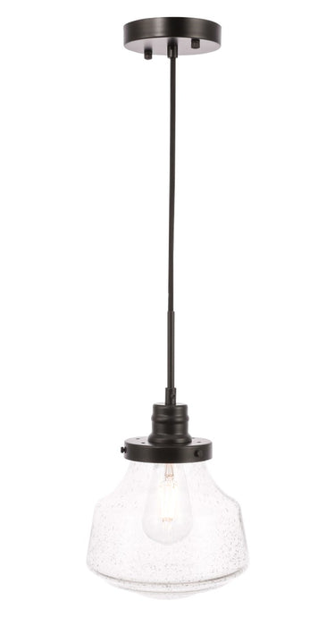 Lyle 1-Light Pendant in Black & Clear Seeded Glass