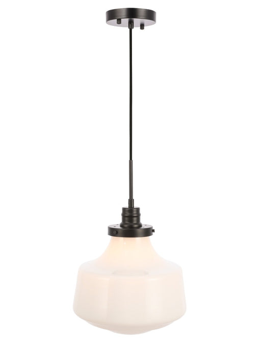 Lyle 1-Light Pendant in Black & Frosted White Glass