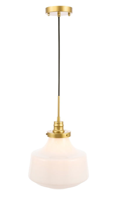 Lyle 1-Light Pendant in Brass & Frosted White Glass