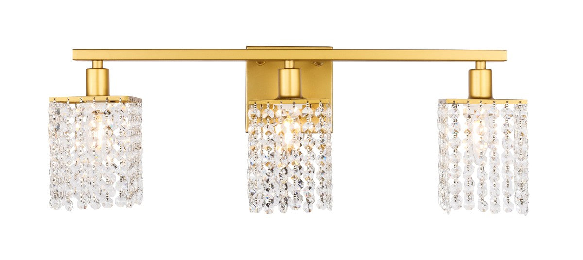 Phineas 3-Light Wall Sconce in Brass & Clear Crystals with Clear Royal Cut Crystal