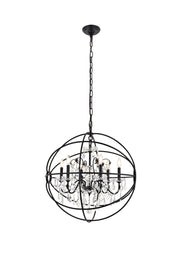 Cordelia 6-Light Pendant in Black with Clear royal cut Crystal
