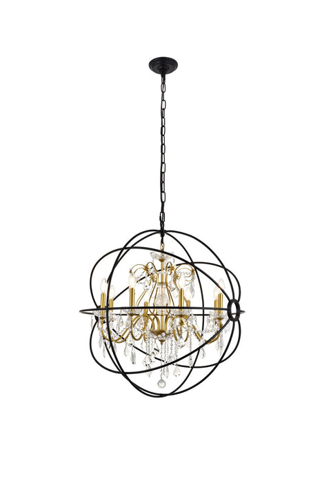 Cordelia 8-Light Pendant in Black & Gold with Clear royal cut Crystal