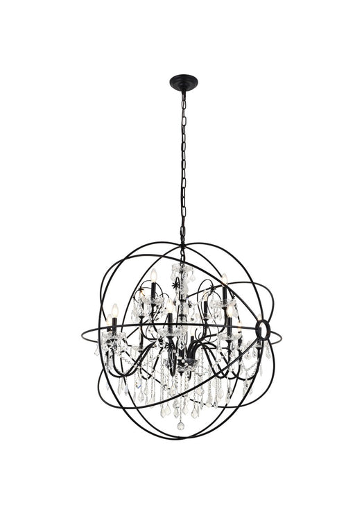 Cordelia 12-Light Pendant in Black with Clear royal cut Crystal