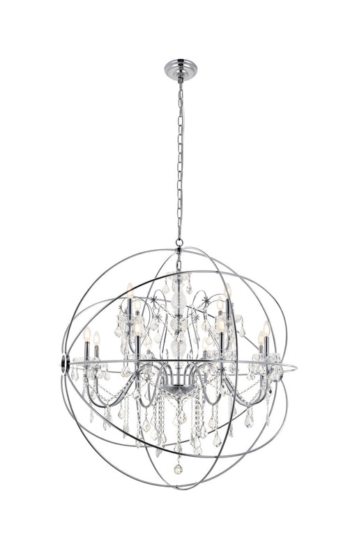 Cordelia 12-Light Pendant in Chrome with Clear royal cut Crystal