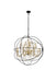 Cordelia 12-Light Pendant in Black & Gold with Clear royal cut Crystal