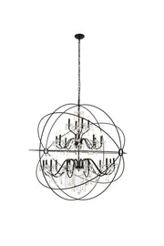Cordelia 24-Light Pendant in Black with Clear royal cut Crystal