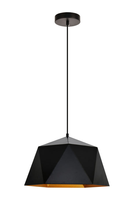 Arden 1-Light Pendant in Black & Golden Inside