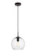 Placido 1-Light Pendant in Black & Clear