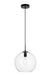 Placido 1-Light Pendant in Black & Clear