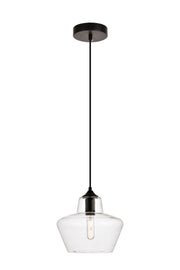 Placido 1-Light Pendant in Black & Clear