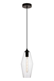 Placido 1-Light Pendant in Black & Clear