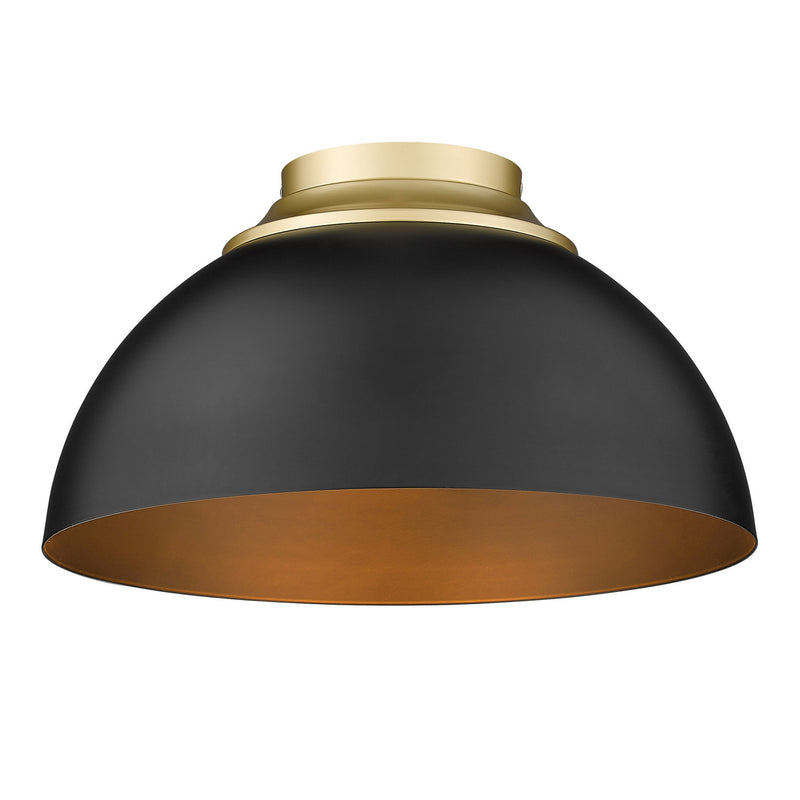 Three Light Flush Mount in Olympic Gold