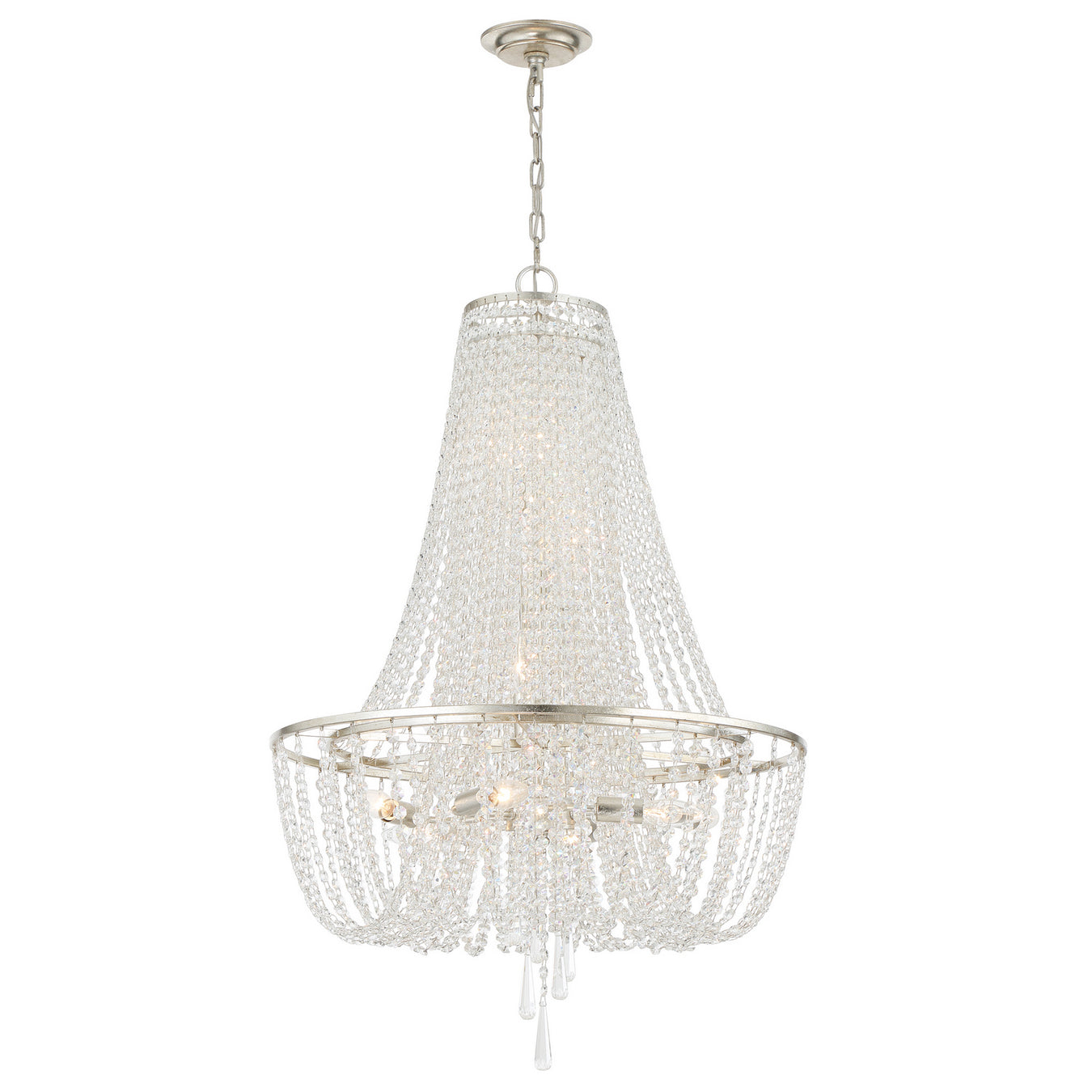 Arcadia Nine Light Chandelier in Antique Silver