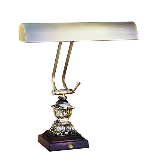 Desk Piano Lamp 14 Inch Antique Brass with Cordovan Accents