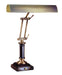 Desk Piano Lamp 14 Inch Antique Brass with Cordovan Accents
