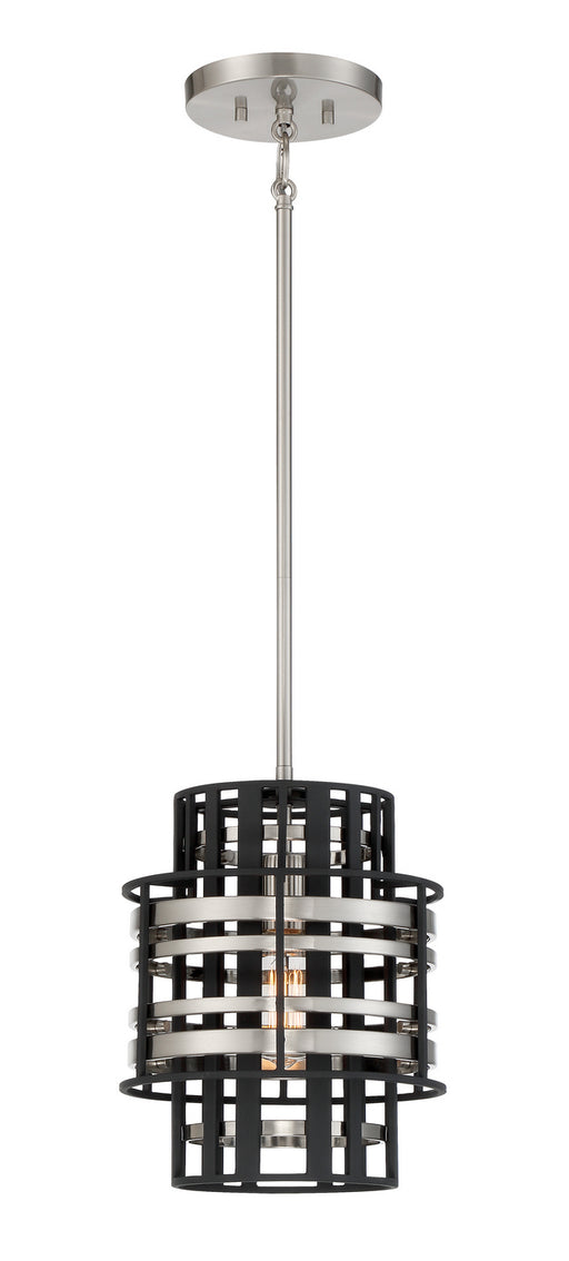 Presten 1-Light Mini Pendant in Brushed Nickel with Sand Coal - Lamps Expo