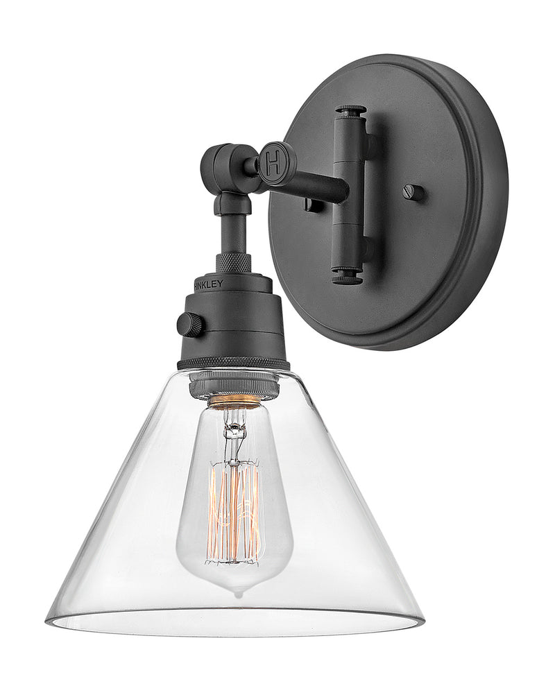 Arti Small Single Light Sconce in Black with Clear glass