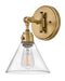 Arti Small Single Light Sconce in Heritage Brass with Clear glass