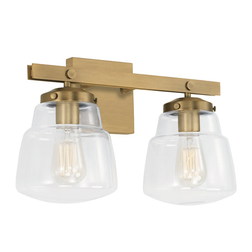 Dillon Two Light Vanity in Aged Brass