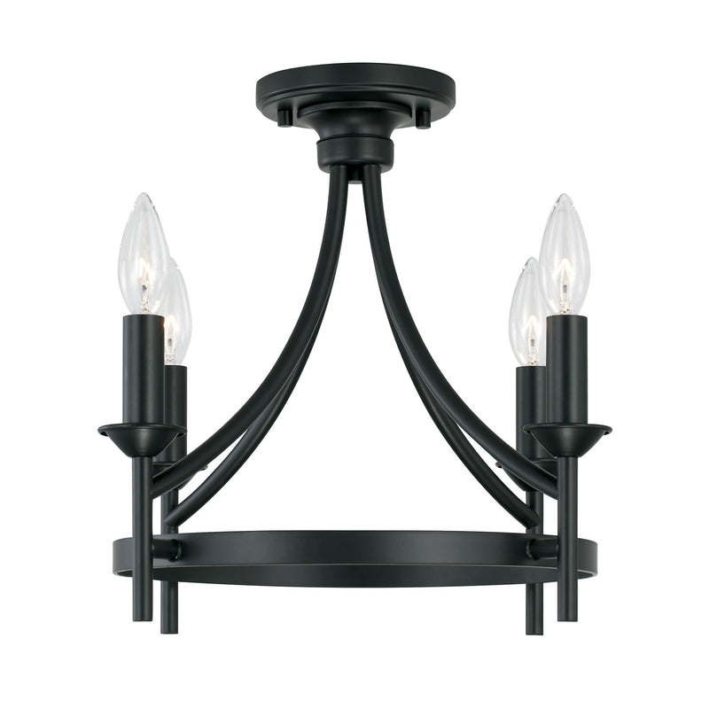 Peyton Four Light Semi-Flush Mount in Matte Black