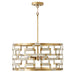 Hala Four Light Pendant in Bleached Natural Jute and Patinaed Brass