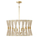 Bianca Six Light Pendant in Bleached Natural Rope and Patinaed Brass