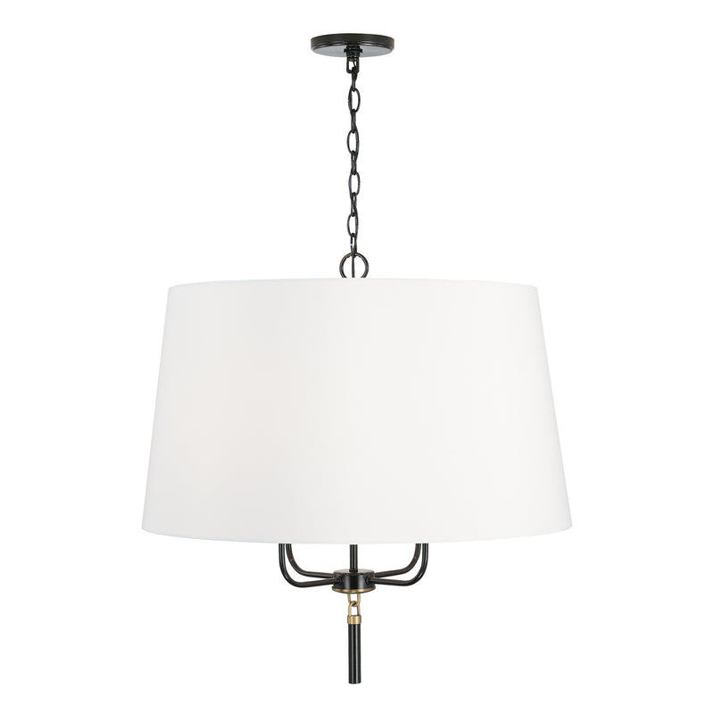 Beckham Four Light Pendant in Glossy Black and Aged Brass