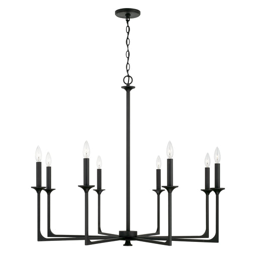 Clint Eight Light Chandelier in Black Iron