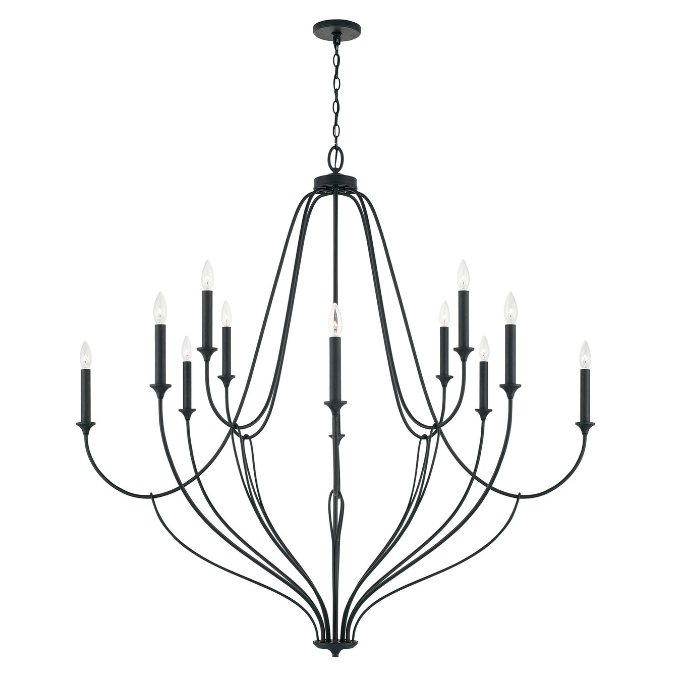 Bentley 12 Light Chandelier in Black Iron