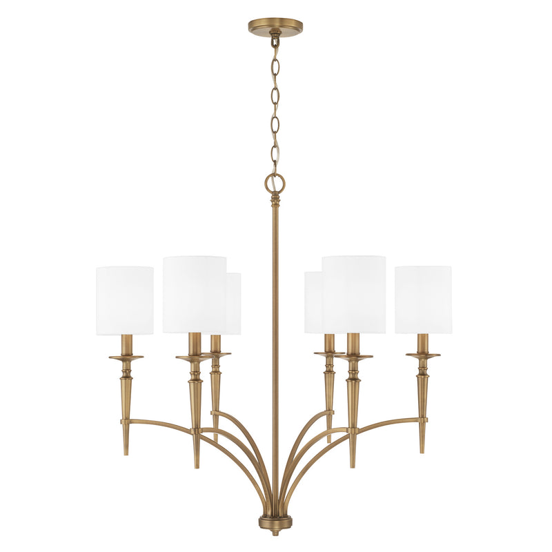 Abbie Six Light Chandelier in Aged Brass