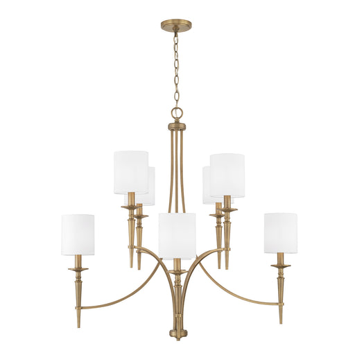 Abbie Eight Light Chandelier in Aged Brass