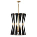 Bianca Four Light Foyer Pendant in Black Rope and Patinaed Brass