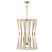 Bianca Four Light Foyer Pendant in Bleached Natural Rope and Patinaed Brass