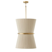 Cecilia Six Light Foyer Pendant in Bleached Natural Rope and Patinaed Brass